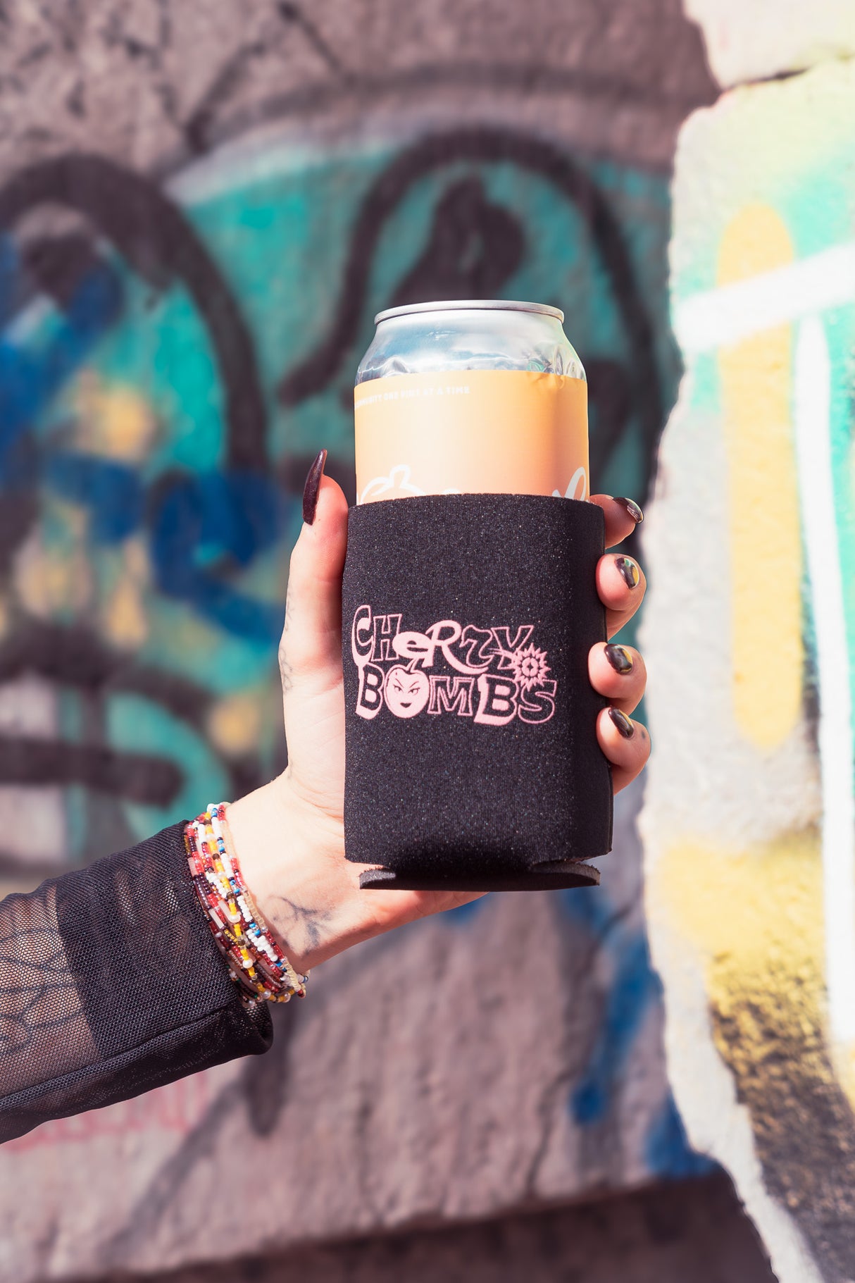 Chery Bombs Black Wordmark Coozie